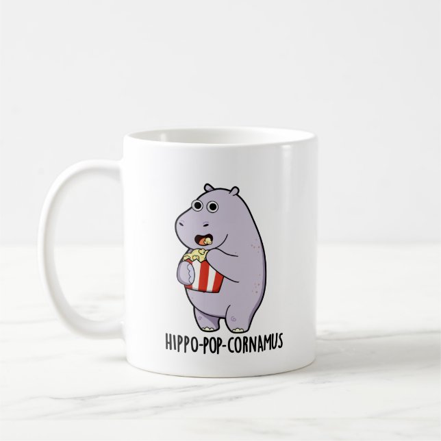 Caneca De Café Hippo-pop-cornamus Funny Hippo Pun (Esquerda)