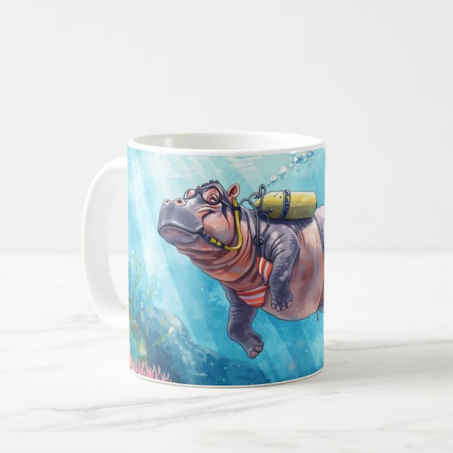 Caneca De Café Hippo Scuba subaquático (Frente Esquerda)