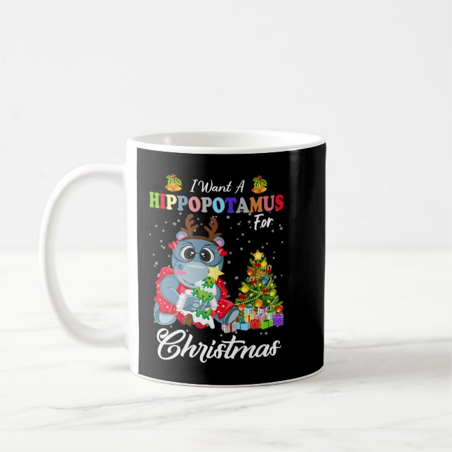 Caneca De Café Hippopotamus Eu Quero Um Hippopotamus Para O Natal (Esquerda)