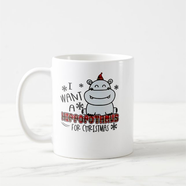 Caneca De Café Hippopotamus Eu Quero Um Hippopotamus Para O Natal (Esquerda)