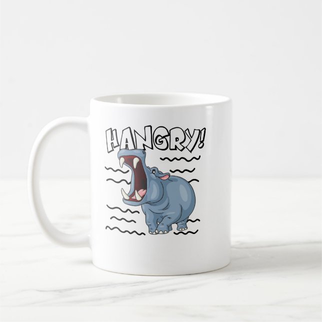 Caneca De Café Hippopotamus Funny Hippopotamus Hangry Cute Hippo (Esquerda)