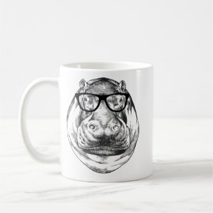 Caneca De Café Hippopotamus Hippo Nerdy Óculos Hippopotamus 78 H
