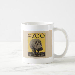 Caneca De Café Hippopotamus vintage hippo zoo poster wpa