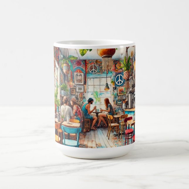 Caneca De Café Hippy Cafe em Miami Watercolor (Centro)