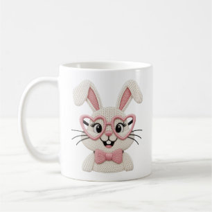 Caneca De Café Hipster Bunny Óculos de Coração Rosa Gravata Borbo