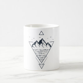 Caneca De Café Hipster de Montanhas Geométricas Modernas