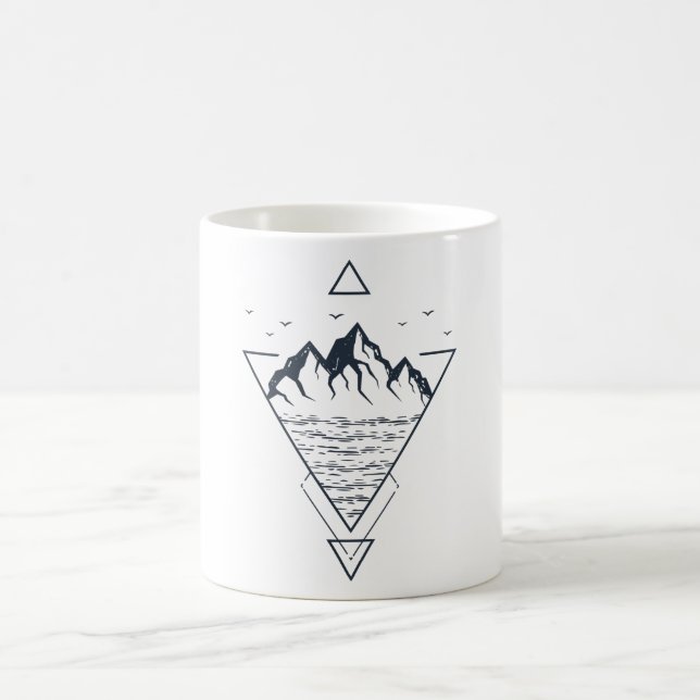Caneca De Café Hipster de Montanhas Geométricas Modernas (Centro)