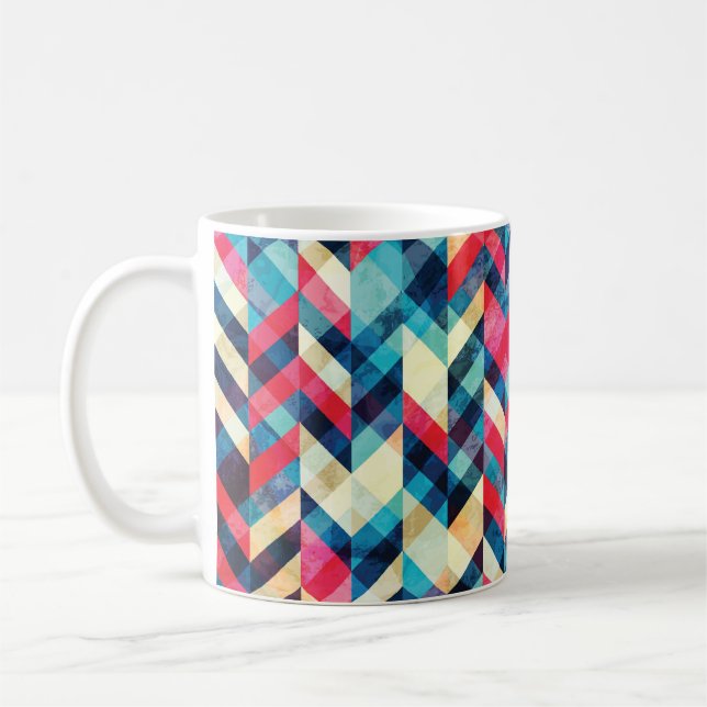 Caneca De Café hipster zigzag padrão uniforme com efeito de grada (Esquerda)