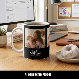 Caneca De Café História da Maternidade de Três Fotos Estabelecida