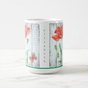 Caneca De Café História em Quadrinhos Floral Personalizada