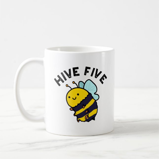 Caneca De Café Hive cinco engraçadas, cinco toques de abelha (Esquerda)
