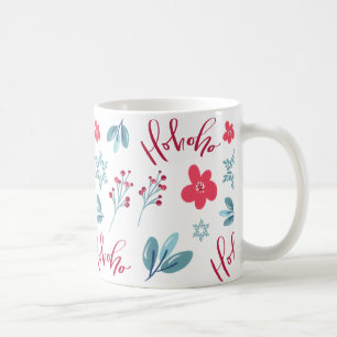 Caneca De Café Ho Ho Ho Natal Feriado Floral Coffee Mug