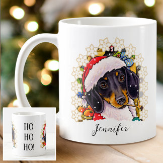 Caneca De Café Ho ho ho! Nome Personalizado de Papais noeis Dachs
