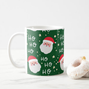 Caneca De Café HO HO HO Papais noeis Padrões Verdes Coffee Mug