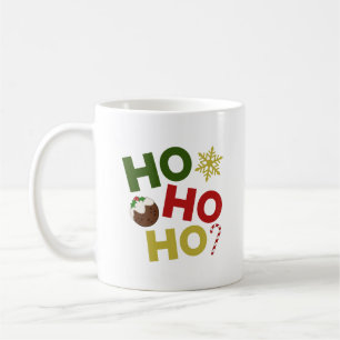 Caneca De Café HO HO HO + pudim de Natal, doce, floco de neve