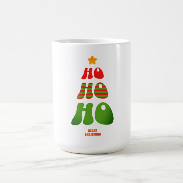 Caneca De Café Ho Ho Ho Retro Christmas Tree Mug (Centro)