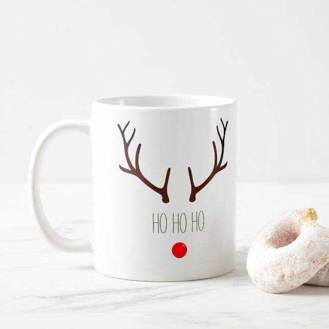 Caneca De Café "Ho ho ho", Rudolph Rudolph, Reindeer Vermelho (Com Donut)