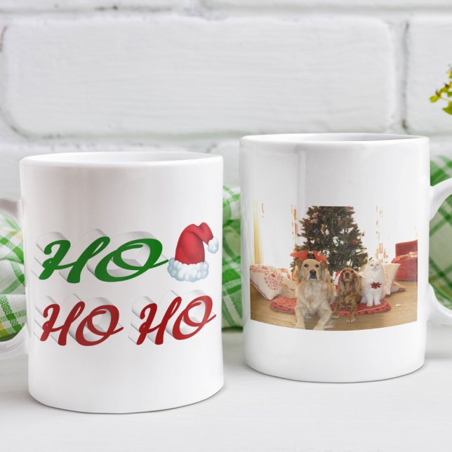 Caneca De Café Ho Ho Ho Santa Hat - Escrita fotográfica de Natal (Criador carregado)