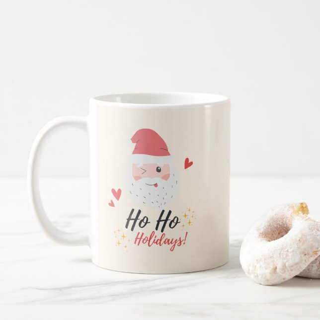 Caneca De Café Ho Ho Holidays Santa Face (Com Donut)