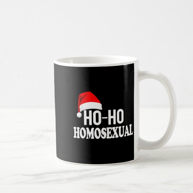 Caneca De Café Ho Ho Homoual Funny Pride Christmas Holiday Design (Direita)