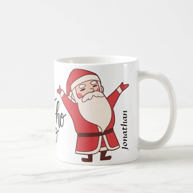 Caneca De Café Ho Ho monograma Papai Noel Natal bonito (Direita)