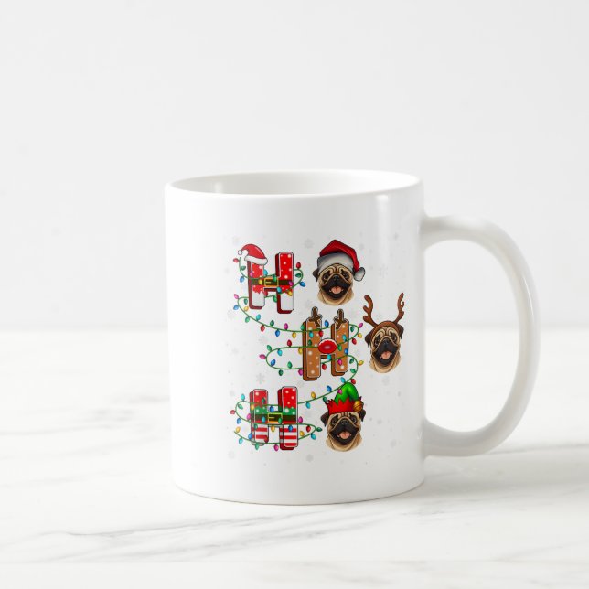 Caneca De Café Ho Ho Papais noeis Reindeer Hat Elf Correspondendo (Direita)