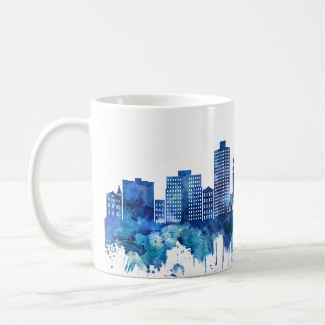 Caneca De Café Hoboken New Jersey Skyline Blue (Esquerda)