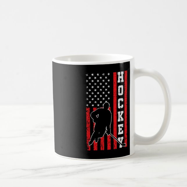Caneca De Café Hockey American Flag Men 4 de julho (Direita)