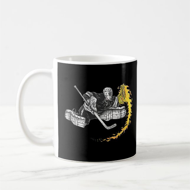 Caneca De Café Hockey Goalie Hot Glove On Fire Save! (Esquerda)