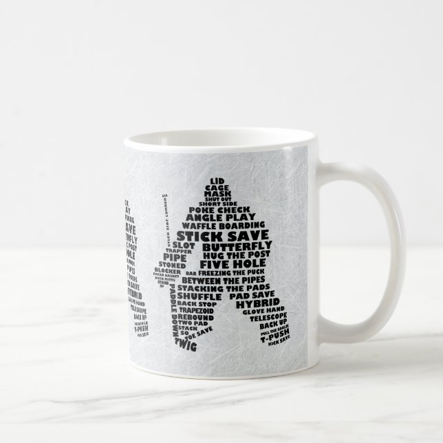 Caneca De Café Hockey Goalie Typografia Mug (Direita)