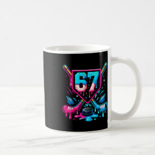 Caneca De Café Hockey Gotejamento 6 7 Número 67 Seis Sete Meme Ho
