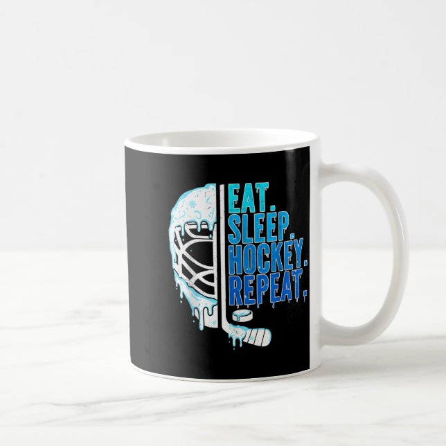 Caneca De Café Hockey Ice Cream Drip Eat Sleep Hockey Repeat Boys (Direita)
