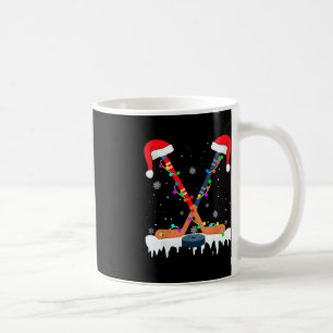 Caneca De Café Hockey Santa Hat Natal Luz de Natal Divertimento R