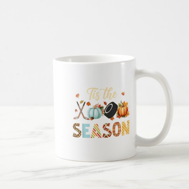 Caneca De Café Hockey Tis The Season Pumpkin Autumn Fall Thanksgi (Direita)