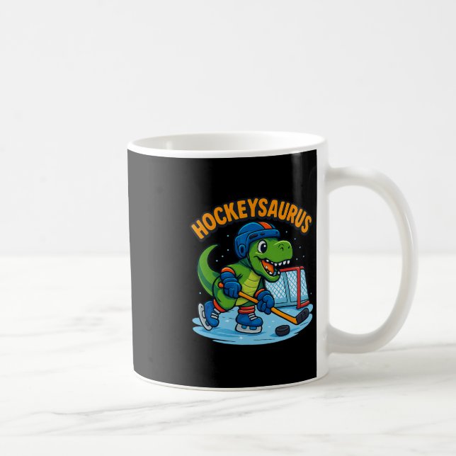 Caneca De Café Hockeysaurus Dinossauro Engraçado de Hóquei no Gel (Direita)