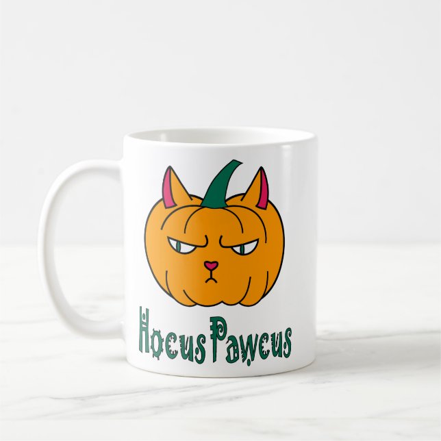 Caneca De Café Hocus pawcus Halloween abóbora gengibre magia (Esquerda)