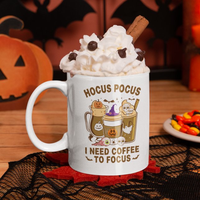 Caneca De Café Hocus Pocus I need Coffee To Focus Halloween (Criador carregado)
