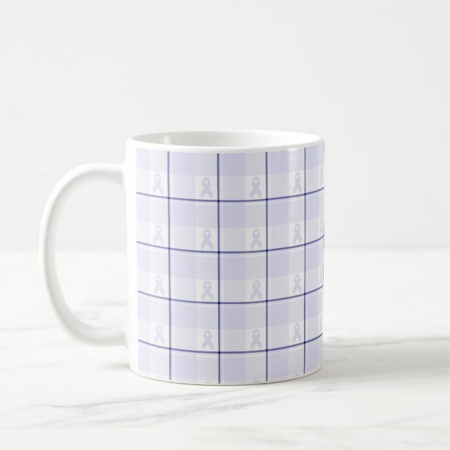 Caneca De Café Hodgkin's Lymphoma Awareness Plaid Lavender Ribbon (Esquerda)