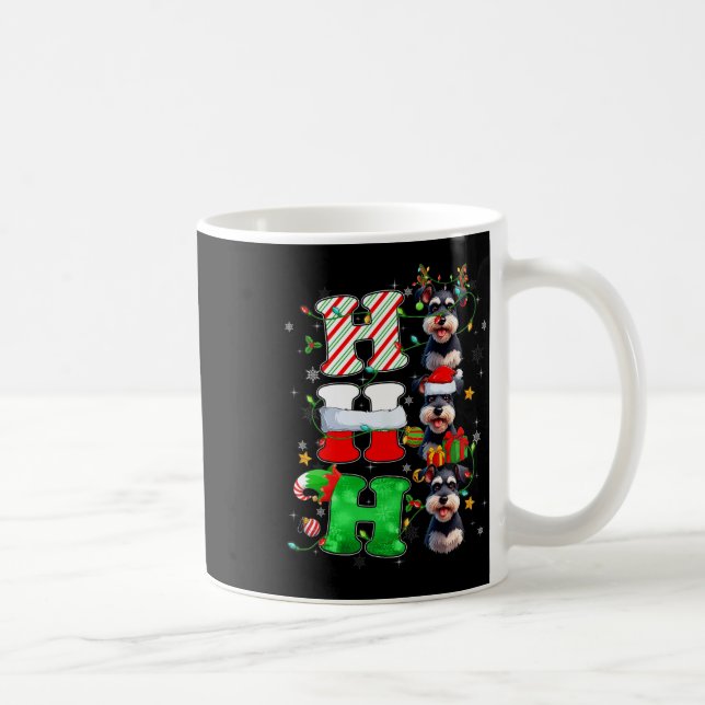 Caneca De Café Hohoho Schnauzer Papais noeis Elf Hat Reindeer Cri (Direita)