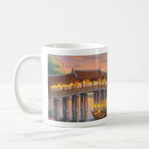 Caneca De Café Hoi An Vietnam Cidade Antiga Ghibli Aquarela Pared