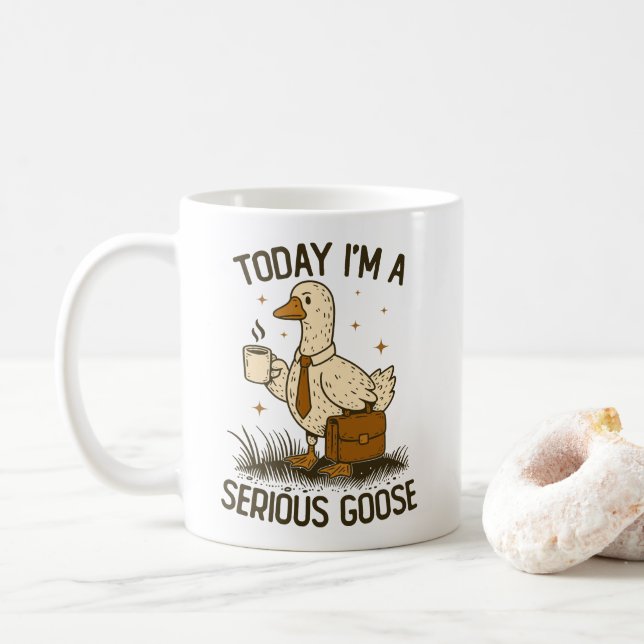 Caneca De Café Hoje Sou Um Ganso Sério Animal Divertido Trabalho  (Com Donut)