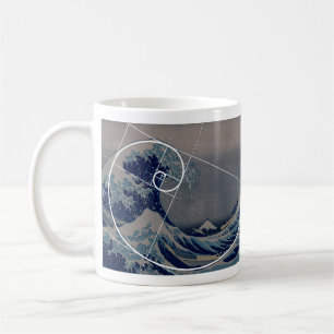Caneca De Café Hokusai encontra Fibonacci, relação dourada
