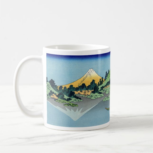 Caneca De Café Hokusai - O Monte Fuji Reflete no lago Kawaguchi (Esquerda)