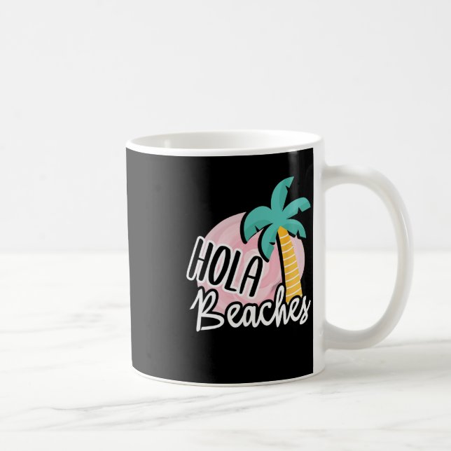 Caneca De Café Hola Beaches Palm Tree Beach Summer Vact (Direita)