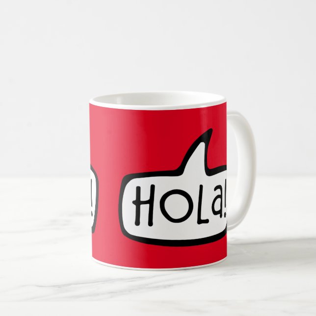 Caneca De Café Hola! Olá em espanhol, catalão, Espanha (Frente Esquerda)