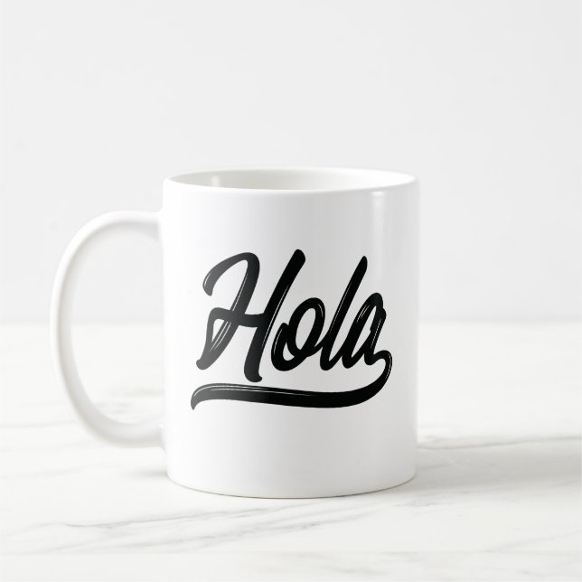 Caneca De Café Hola Script (Preto) (Esquerda)