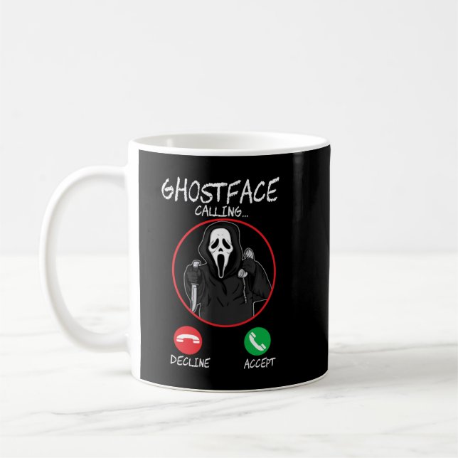 Caneca De Café Holiday 365 Halloween Ghost Face Chamando Pullover (Esquerda)