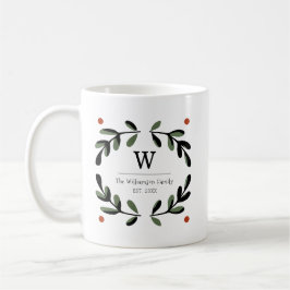 Caneca De Café Holiday Farmhouse Monogram Wreath