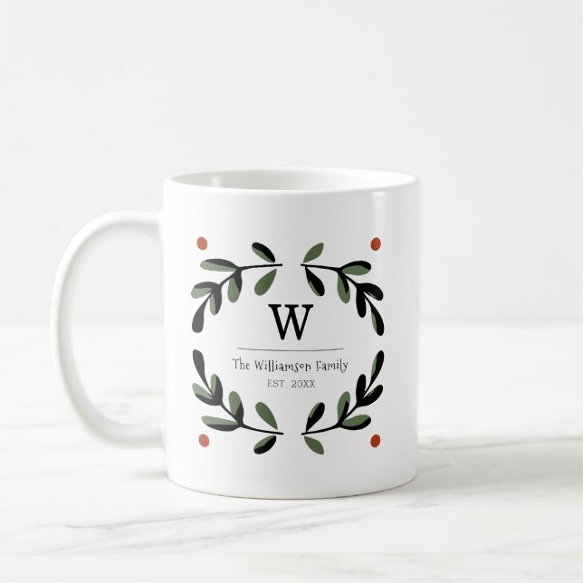 Caneca De Café Holiday Farmhouse Monogram Wreath (Esquerda)