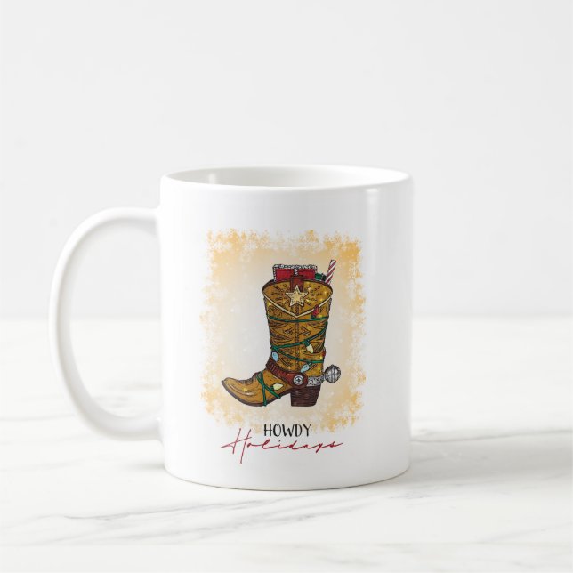 Caneca De Café Holidays, Natal, Luzes de Natal, Boot do Cowboy (Esquerda)